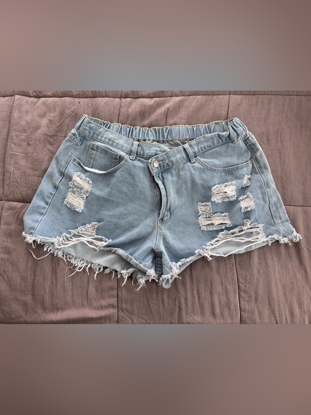 SHEIN Curve Raw Hem Distressed Denim Shorts size 2XL
